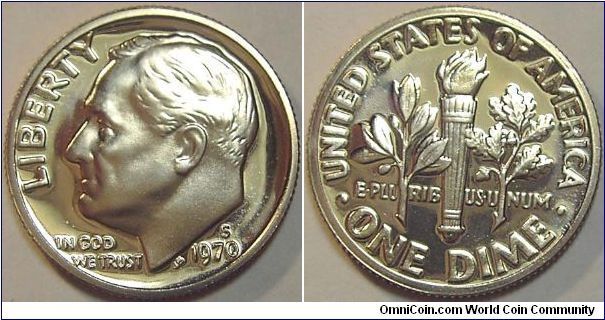 1970S Rosevelt Dime, Proof