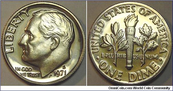 1971S Rosevelt Dime, Proof