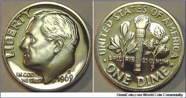 1969S Rosevelt Dime, Proof