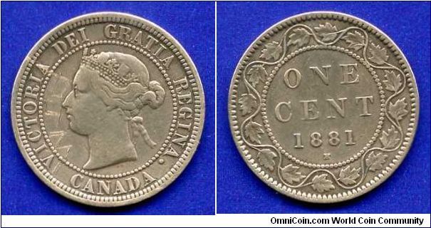1 cent.
Victoria (1837-1901).
(H) Heaton mint, Birmingham.


Br.