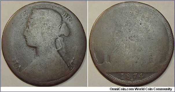 1874H One Penny, Poor Grade