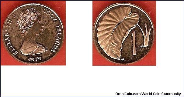 1 cent
Taro leaf
effigy of Elizabeth II by Arnold Machin
contaminated proof from Franklin Mint, because coming out of a junk box
bronze