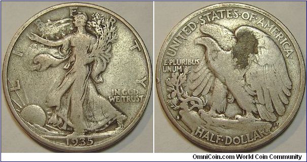 1935S Walking Liberty Half Dollar