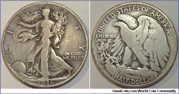 1936D Walking Liberty Half Dollar