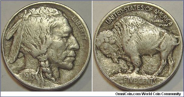 1913 Indian Head (Buffalo) Five cents, Raised Mound, Type I