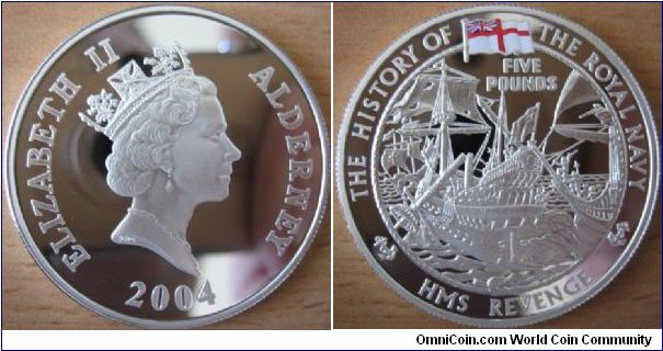 5 Pounds - HMS Revenge - 28.28 g Ag 925 Proof - mintage 10,000