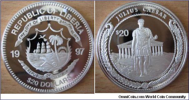 20 Dollars - Julius Caesar (-100 , -44) - 31.1 g Ag 925 Proof - unknown mintage
