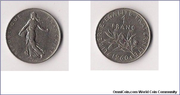 1 Franc of France in the year 1960