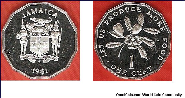 1 cent
FAO issue
narrow legends'Jamaica'
Franklin Mint proof
aluminum