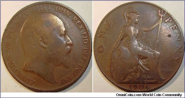 1906 Edward VII, One Penny, Cleaned