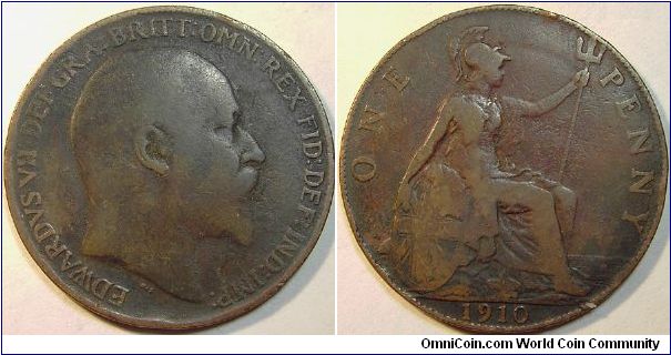 1910 Edward VII, One Penny