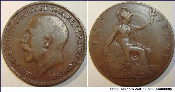 1912 George V, One Penny