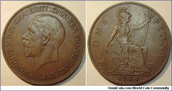 1934 George V, One Penny