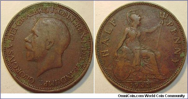 1933 George V, Half Penny