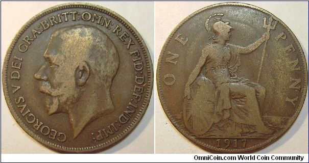 1917 George V, One Penny