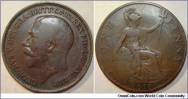 1918 George V, One Penny