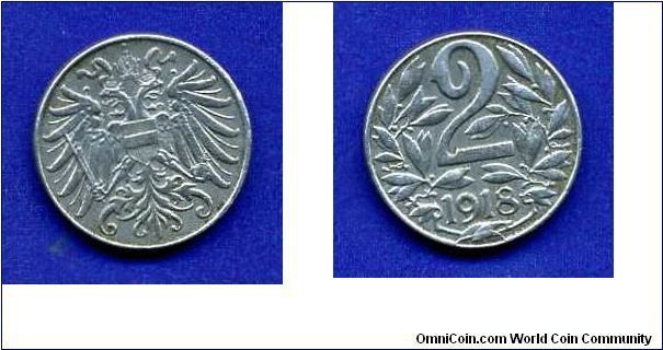 2 heller.
Austro-Hungary empire.
Karl I (1916-1918).


Fe-Zn.