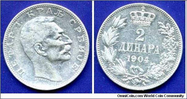 2 Dinara.
King Petar I (1903-1918) Karageorgievich.


Ag835f. 10gr.