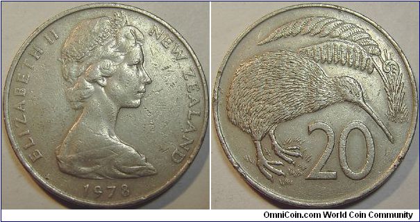1978 Elizabeth II, New Zealand, 20 Cents