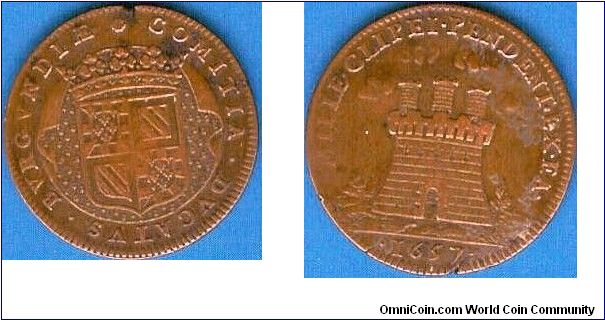 copper jeton issued for the Burgundy Estates in 1657