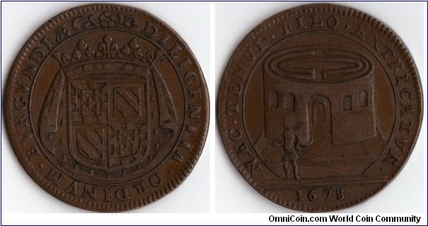 copper jeton issued for the Burgundy Estates in 1678