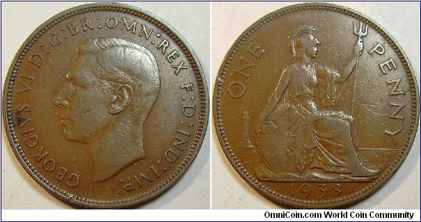 1938 George VI, One Penny