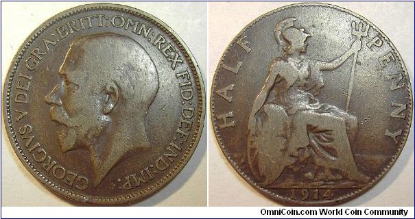 1914 George V, Half Penny