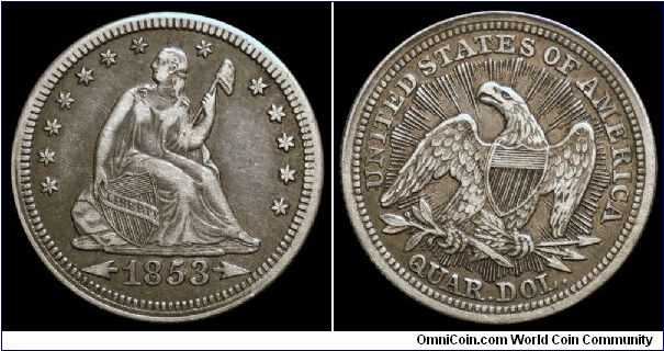 1853 U.S. Seated Liberty Quarter