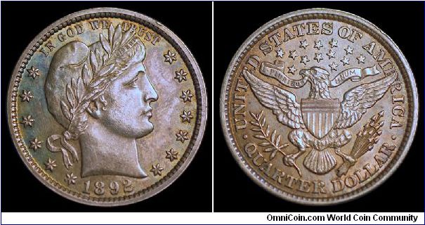 1892 U.S. Barber Head Quarter