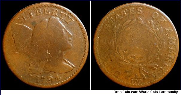 1794 U.S. Liberty Cap Large Cent, S-70.