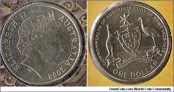 1 Dollar coin, Coat of Arms. Canberra Mintmark.