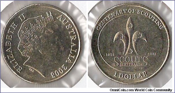 1 Dollar coin, Centenary of Scouting in Australia.