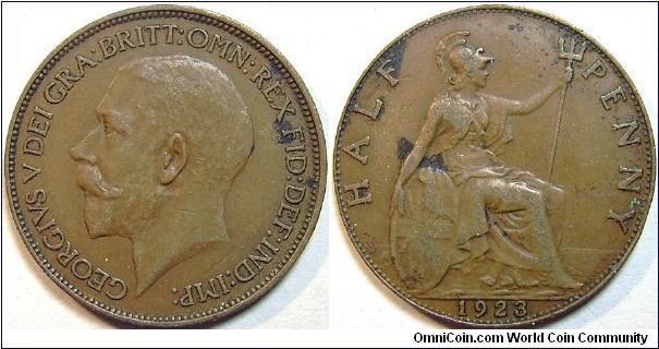 1923 George V, Half Penny