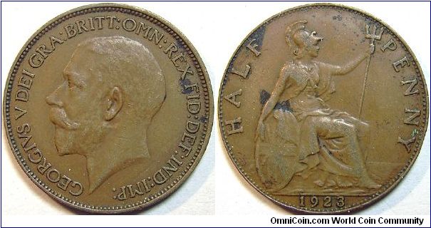 1923 George V, Half Penny