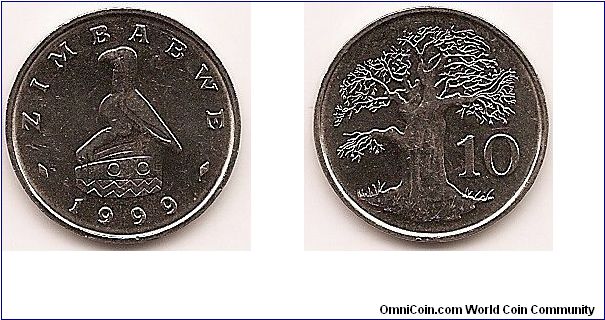 10 Cents
KM#3
3.8200 g., Copper-Nickel, 19.98 mm. Obv: Bird statue above date Rev: Baobab tree, denomination at right Edge: Plain