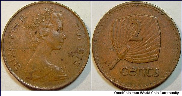 1973 Elizabeth II, Fiji, 2 Cents