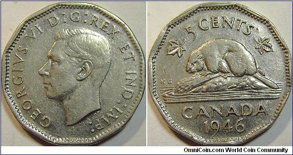 1946 George VI, 5 Cents