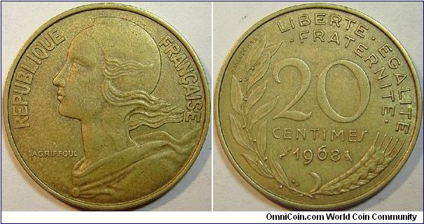1968 France, 20 Centimes