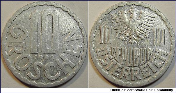 1980 Austria, 10 Groschen