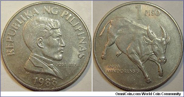 1988 Philippines, 1 Piso, Jose Rizal