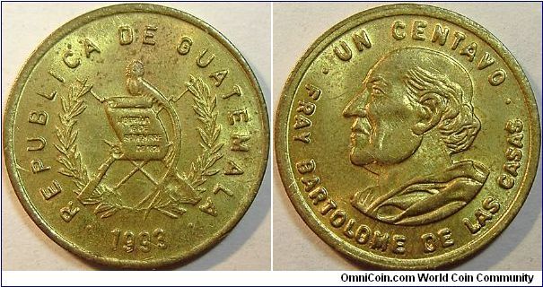 1993 Guatemala, 1 Centavo