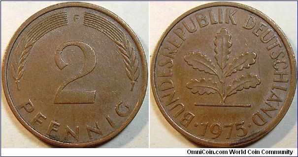 1975 Germany, 2 Pfennig