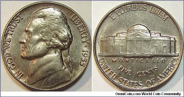 1955  Jefferson, Five Cents