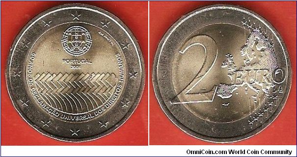 2 euro
60th anniversary of Declaration of Human Rights
bimetal coin