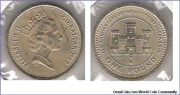 1 Pound, 150th anniversary of Gibraltar coinage