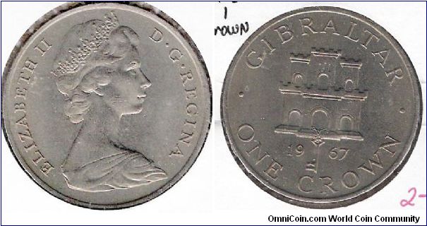 1 Crown, British Colony of Gibraltar.