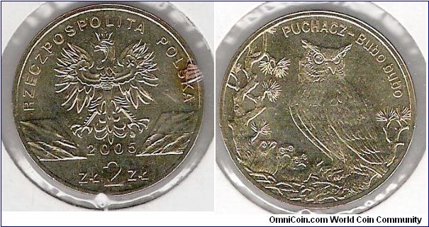 Poland, 2 Zl.  European Owl.