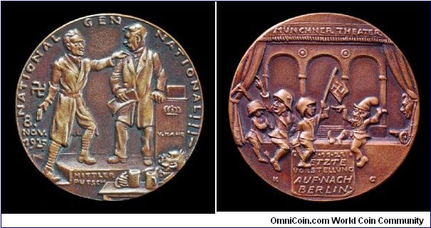 Goetz satirical medal for the Hitler Beer Hall Putsch.