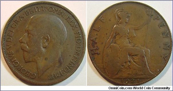 1921 George V, Half Penny