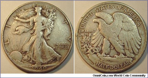 1940 Walking Liberty half Dollar